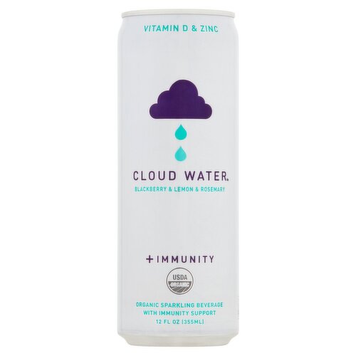 Cloud Water + Immunity Blackberry & Lemon & Rosemary Organic Sparkling Beverage, 12 fl oz