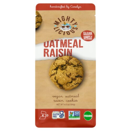 Mightylicious Vegan Oatmeal Raisin Cookies, 6.5 oz