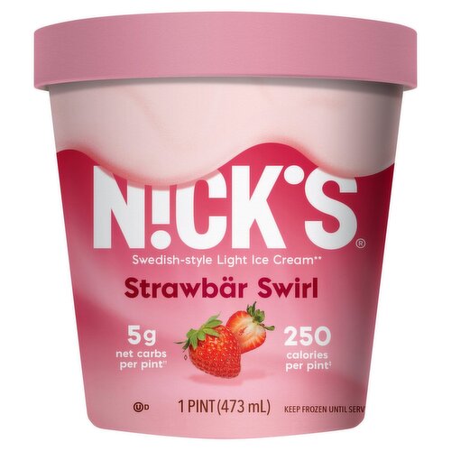 N!ck's Strawbär Swirl Swedish-Style Light Ice Cream, 1 pint