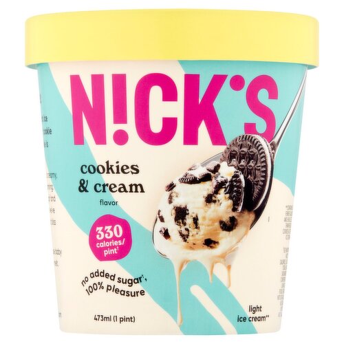 Nick's Cookies & Cream Flavor Light Ice Cream, 1 pint