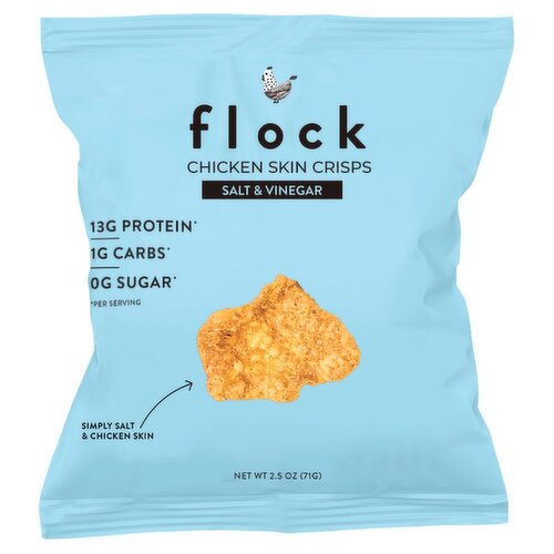 Flock Salt & Vinegar Chicken Skin Crisps, 2.5 oz