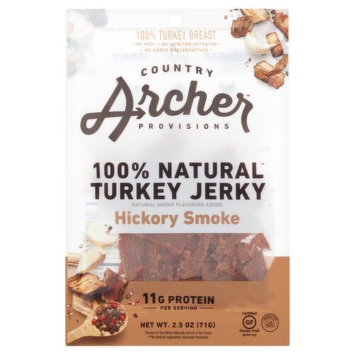 Country Archer Provisions Hickory Smoke 100% Natural Turkey Jerky, 2.5 oz