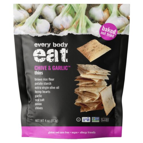 Every Body Eat Gluten Free Chive & Garlic Thins, 4oz