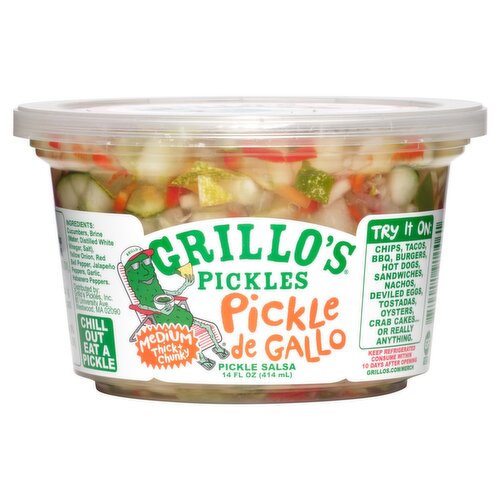 Grillo's Pickles Pickle de Gallo Medium Thick + Chunky Pickle Salsa, 14 fl oz