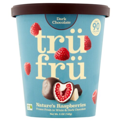 Trü Frü Nature's Raspberries Frozen Fresh in White & Dark Chocolate, 5 oz