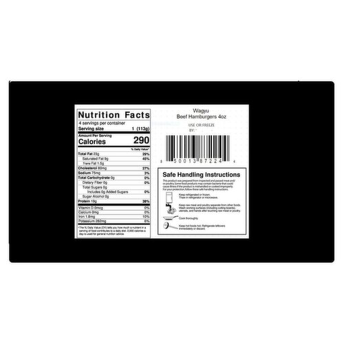 Pat Lafrieda American Wagyu Beef Burger Patties, 4 count, 16 oz