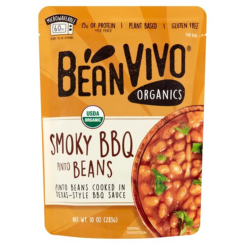 BeanVIVO Organics Smoky BBQ Pinto Beans, 10 oz