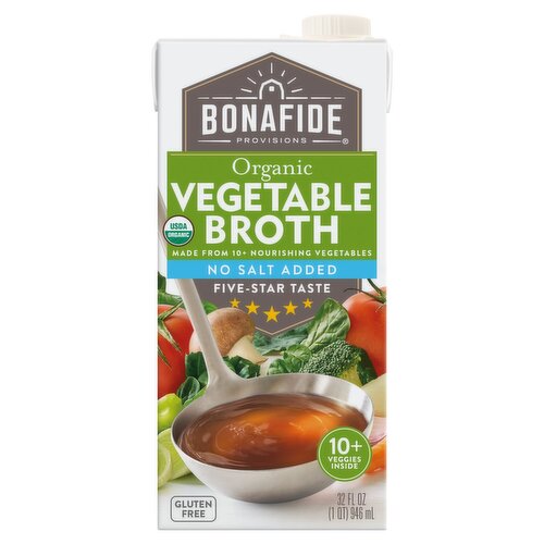 Bonafide Provisions Organic No Salt Added Vegetable Broth, 32 fl oz