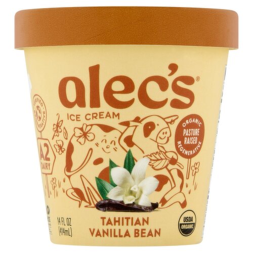 Alec's Ice Cream Tahitian Vanilla Bean Ice Cream, 14 fl oz