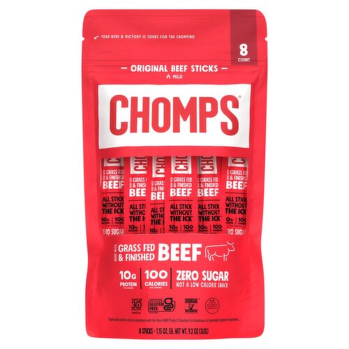 Chomps Mild Original Beef Sticks, 1.15 oz, 8 count