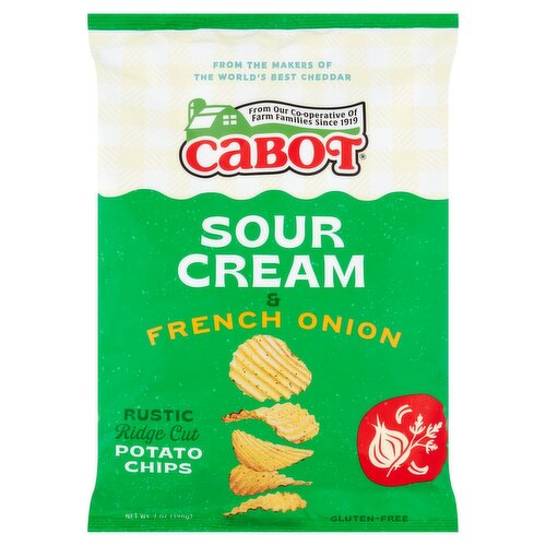 Cabot Sour Cream & French Onion Rustic Ridge Cut Potato Chips, 7 oz