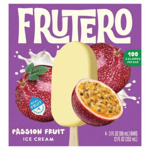 Frutero Creamy Passion Fruit Ice Cream Bars,  2.5 oz, 4 count