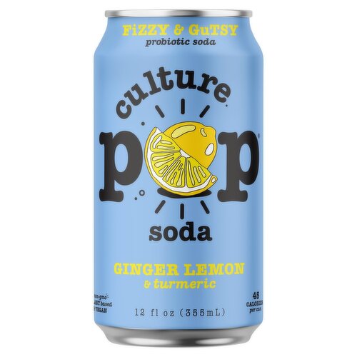 Culture Pop Ginger Lemon Turmeric Probiotic Soda, 12 fl oz