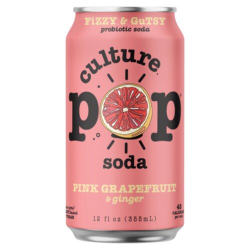 Culture Pop Pink Grapefruit & Ginger Probiotic Soda, 12 fl oz