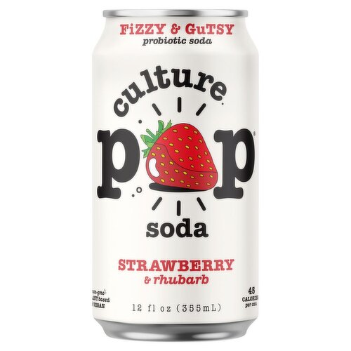 Culture Pop Strawberry & Rhubarb Probiotic Soda, 12 fl oz