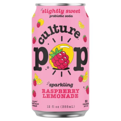 Culture Pop Sparkling Raspberry Lemonade Soda, 12 fl oz