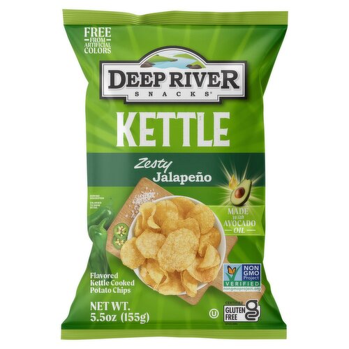 Deep River Snacks Zesty Jalapeño Flavored Kettle Cooked Potato Chips, 5.5 oz