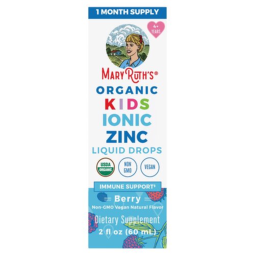 MaryRuth's Kids Organic Ionic Zinc Berry Liquid Drops Dietary Supplement, 4+ Years, 2 fl oz