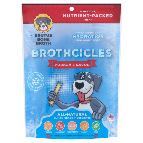 Brutus Bone Broth Turkey Flavor Brothcicles For Adult Dogs, 2 fl oz, 6 Count
