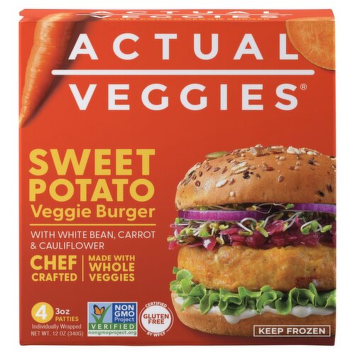 Actual Veggies Sweet Potato Veggie Burger, 4 count, 12 oz