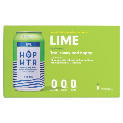 Hop Wtr Lime Sparkling Hop Water, 12 oz, 6 count