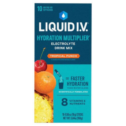 Liquid I.V. Hydration Multiplier Tropical Punch Electrolyte Drink Mix, 0.56 oz, 10 count