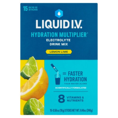 Liquid I.V. Hydration Multiplier Lemon Lime Electrolyte Drink Mix, 0.56 oz, 15 count