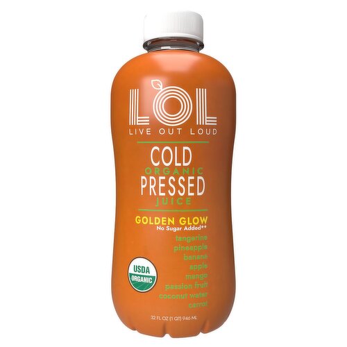 LOL Golden Glow Cold Organic Pressed Juice, 32 fl oz