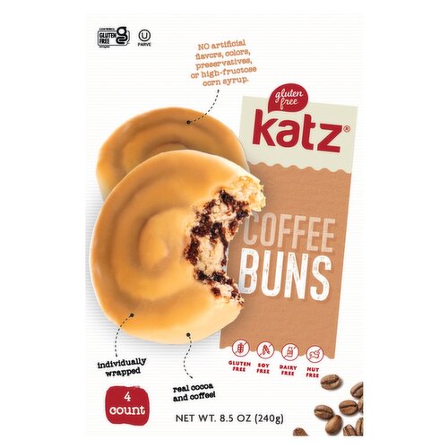 Katz Gluten Free Coffee Buns, 4 count, 8.5 oz