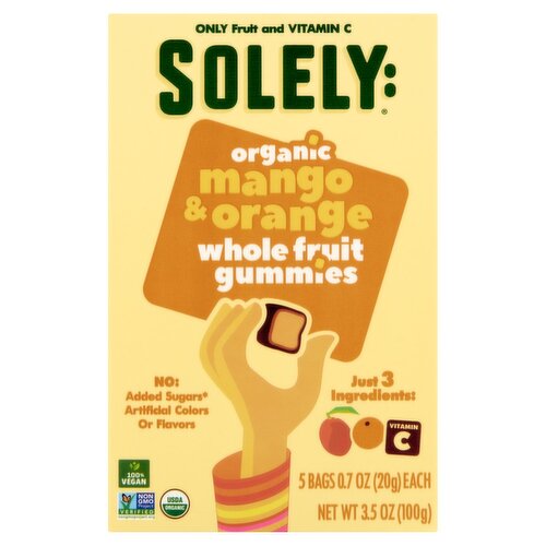 Solely Organic Mango & Orange Whole Fruit Gummies, 0.7 oz, 5 count