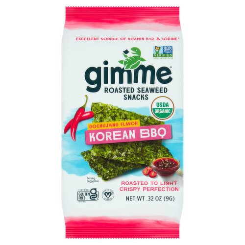 Gimme Gochujang Flavor Korean BBQ Roasted Seaweed Snacks, 0.32 oz