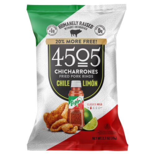 4505 Chile Limon Chicharrones Fried Pork Rinds, 2.7 oz