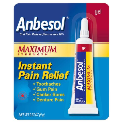 Anbesol Maximum Strength Instant Pain Relief Gel, 0.33 oz