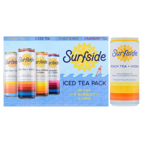 Surfside Vodka with Tea or Lemonade Iced Tea Pack, 12 fl oz, 8 count