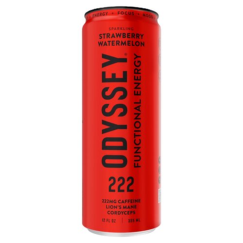 Odyssey 222 Sparkling Strawberry Watermelon Functional Energy Drink, 12 fl oz