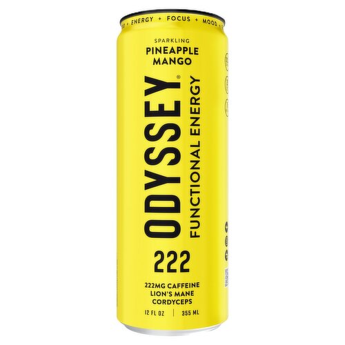 Odyssey 222 Sparkling Pineapple Mango Functional Energy Drink, 12 fl oz