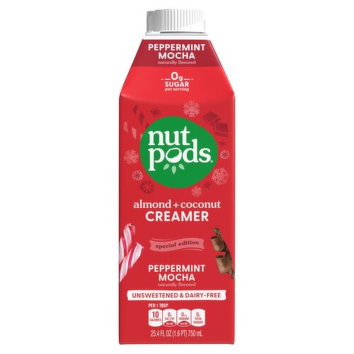 Nutpods Peppermint Mocha Almond + Coconut Creamer Special Edition, 25.4 fl oz