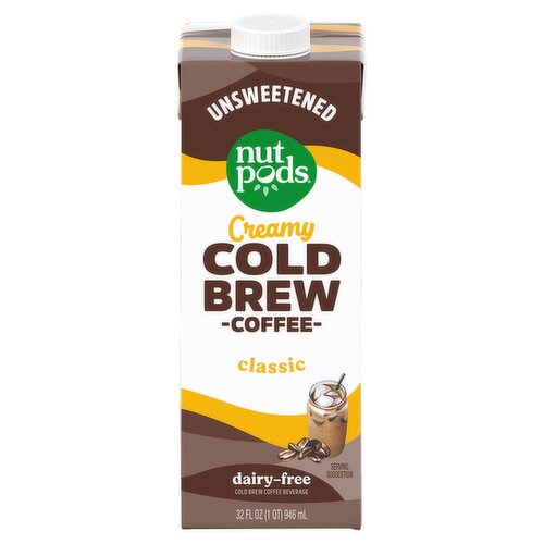 nutpods Unsweetened Creamy Classic Dairy-Free Cold Brew Coffee Beverage, 32 fl oz