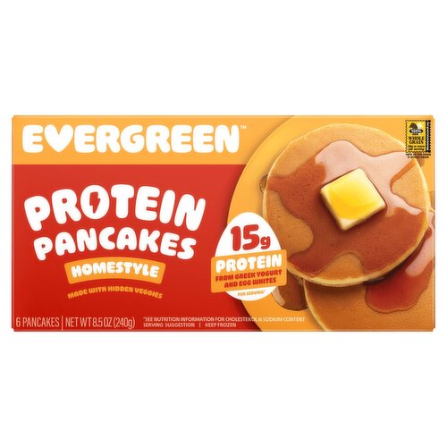 Evergreen Homestyle Protein Pancakes, 6 count, 8.5 oz