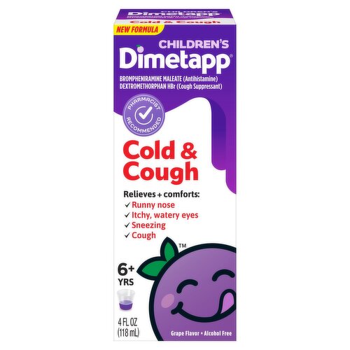 Dimetapp Children's Cold & Cough Grape Flavor Liquid, 6+ Yrs, 4 fl oz