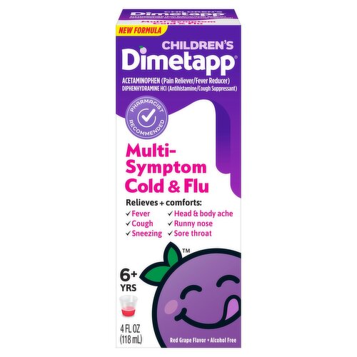 Dimetapp Children's Multi-Symptom Cold & Flu Red Grape Flavor Liquid, 6+ Yrs, 4 fl oz