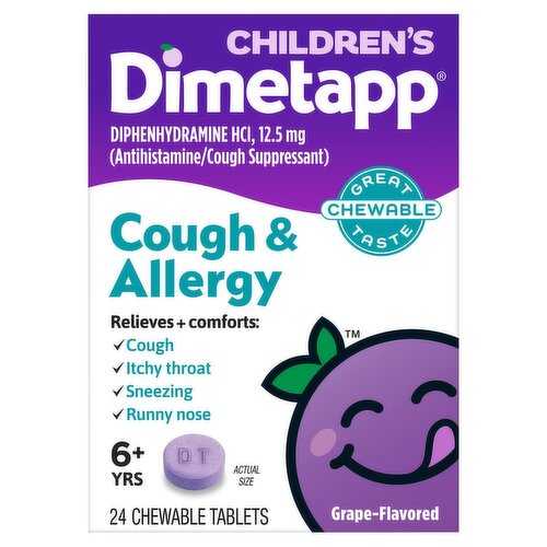 Dimetapp Grape-Flavored Children's Cough & Allergy Chewable Tablets, 6+ Yrs, 24 count