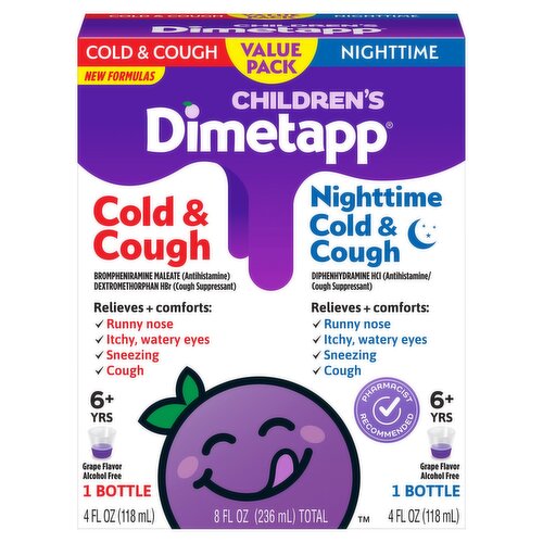 Dimetapp Children's Cold & Cough + Nighttime Cold & Cough Liquid Value Pack, 6+ Yrs, 2 count 4 fl oz