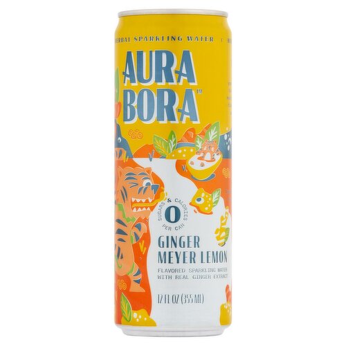 Aura Bora Ginger Meyer Lemon Herbal Sparkling Water, 12 fl oz