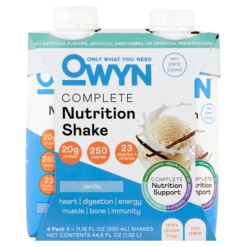 OWYN Vanilla Complete Nutrition Shake, 11.15 fl oz, 4 count