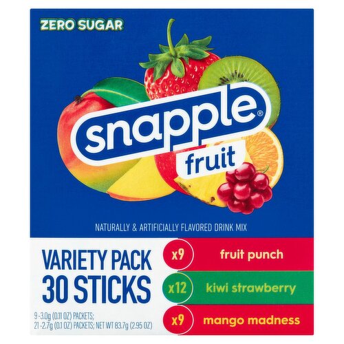 Snapple On The Go Fruits Drink Mix Packets Variety Pack, 30 count, 2.95 oz