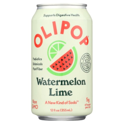 Olipop Watermelon Lime Soda, 12 fl oz