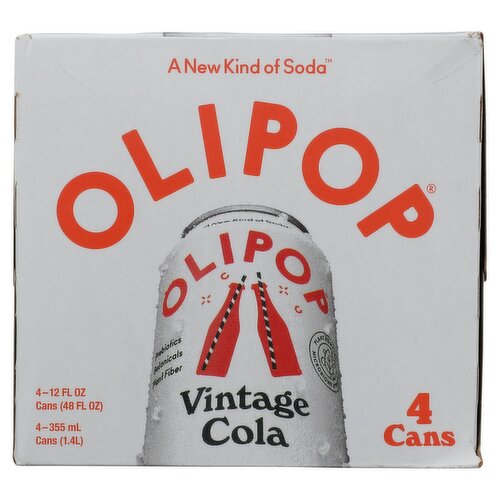 Olipop Vintage Cola Soda, 12 fl oz, 4 count