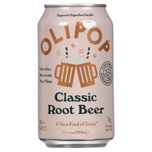 Olipop Classic Root Beer Soda, 12 fl oz