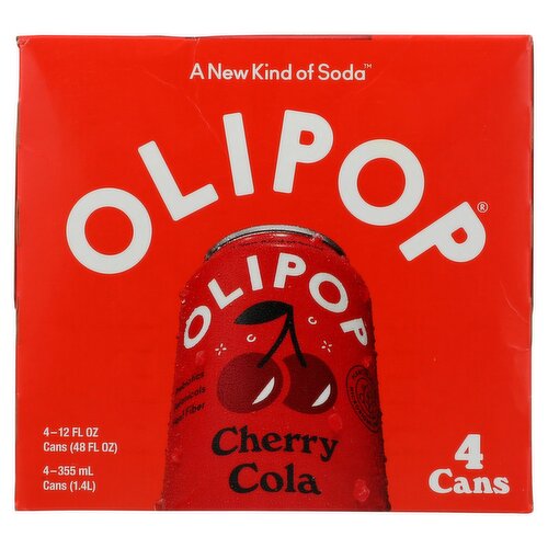 Olipop Cherry Cola Soda, 12 fl oz, 4 count